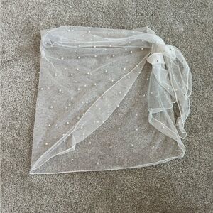 Women’s White Pearl Bridal Bathing Suit Cover Up Sarong - Used Once - One Size